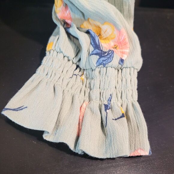 NWT H&M Divided Lt Green Floral Boho Peasant To Sz 4 Long Sleeve Ruffle V-Neck - Picture 5 of 6